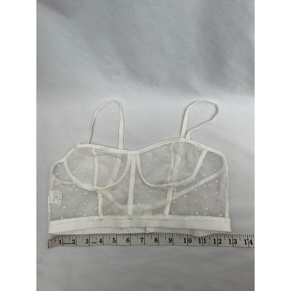 White Two Piece Lingerie Set Size M Polka Dot Bralette and Panties New Sexy - Picture 8 of 9